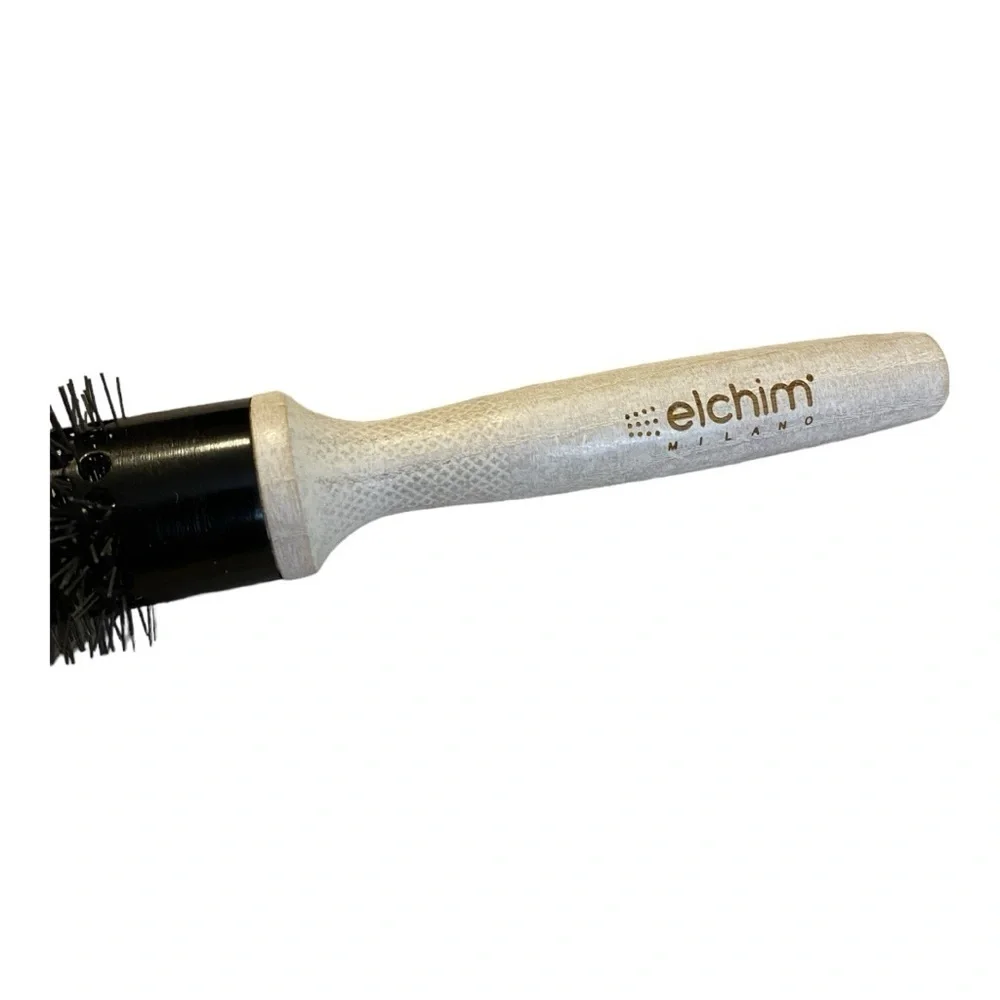 Elchim Thermal Round Blow Drying Hair Brush Ceramic Barrel Wooden Handle 1 1/4”